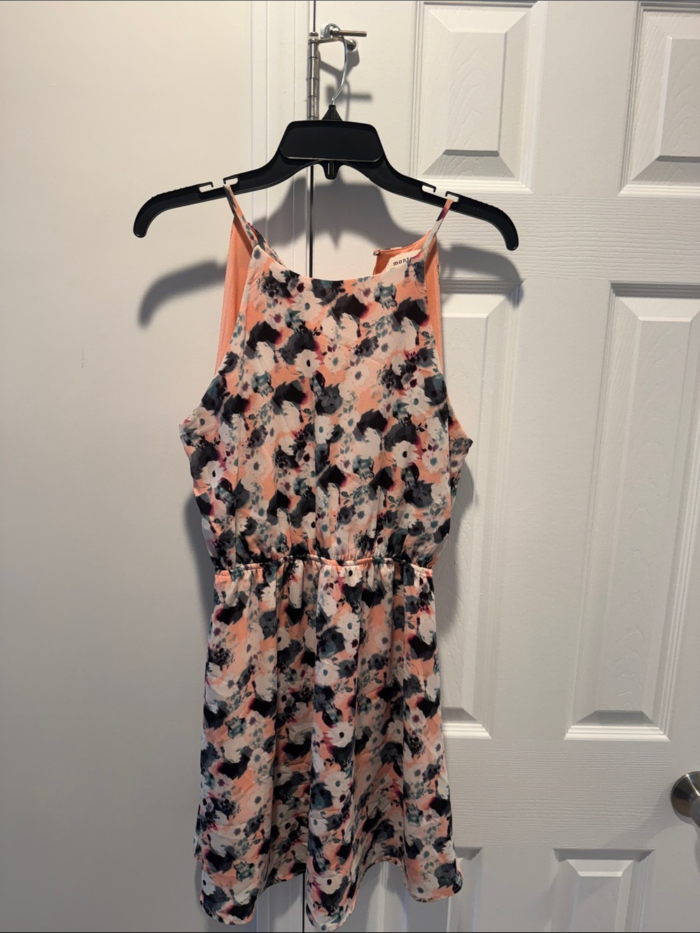 Peach Floral Sleeveless Summer Dress small